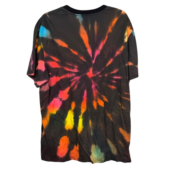 Guess Los Angeles Tie Dye T Shirt XL Black Red Orange Yellow Blue - Picture 2 of 4
